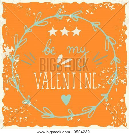 Valentine's day design elements with grunge textured background