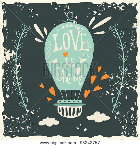Valentine's day design elements with grunge textured background