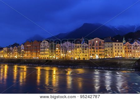 Houses On Mariahilfstrasse In Innsbruck In Austria