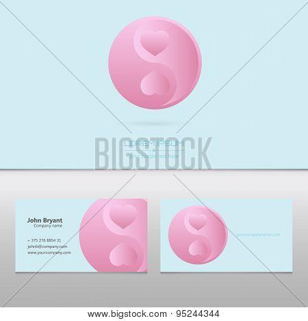 Abstract Creative concept vector visit card of Ying yang for web and mobile applications isolated on