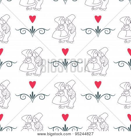 Seamless pattern with Dutch ornaments