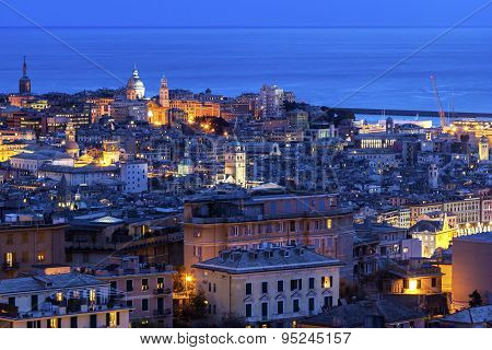 View On Old Town In Genoa, Italy