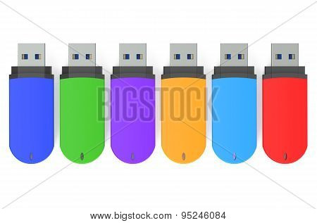 Set Of Color Usb Flash Drives
