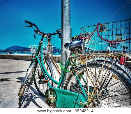 Old Bikes By The Sea In Hdr