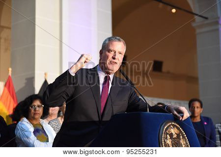 Mayor Bill de Blasio speaks