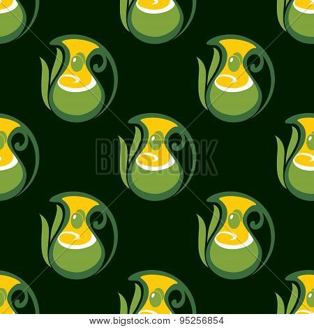 Seamless pattern of olive oil in jugs