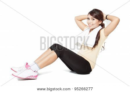 Beautiful Young Asian Woman Doing Stretching, Indoor
