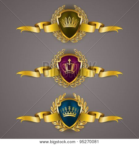 Golden shields with laurel wreath