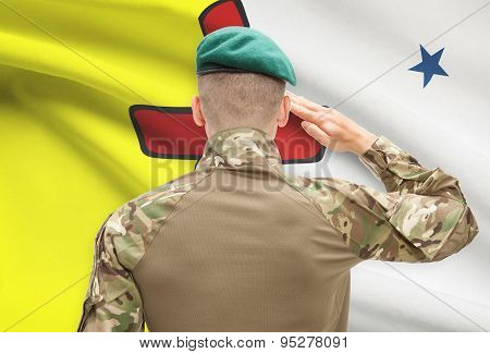 Soldier Saluting To Canadial Province Flag Conceptual Series - Nunavut