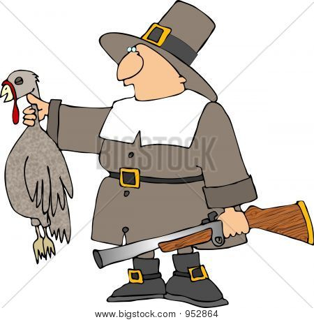 Pellegrino con un tacchino