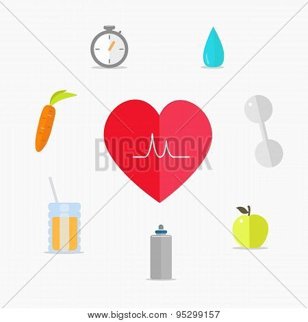 Set of Healthy lifestyle icons.