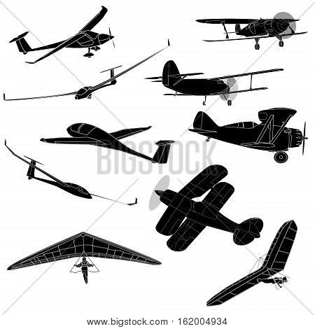 air transportation items set image isolated on white.