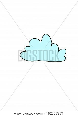 Blue cumulus cloud on a white background.