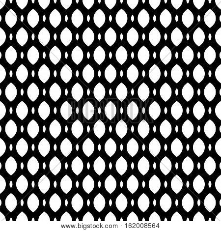 Vector monochrome seamless pattern, simple black & white geometric texture, illustration on mesh, lattice, tissue structure. Endless abstract background. Design element for prints, decoration, digital, textile, furniture, fabric