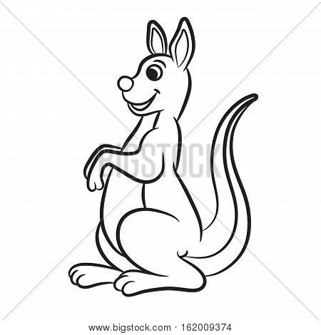 Outlined kangaroo vector illustration. Isolated on white