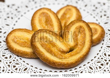 Cookies  - Breakfast. Wooden Table. Closeup.
