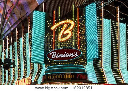 Las Vegas - Circa December 2016: Binion's Gambling Hall and Hotel Neon Signage. Binion's is a casino on Fremont Street II