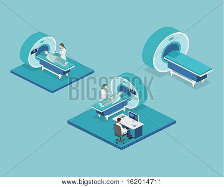 Isometric Flat 3D Concept Vector Hospital Medical Mri Web Illustration.
