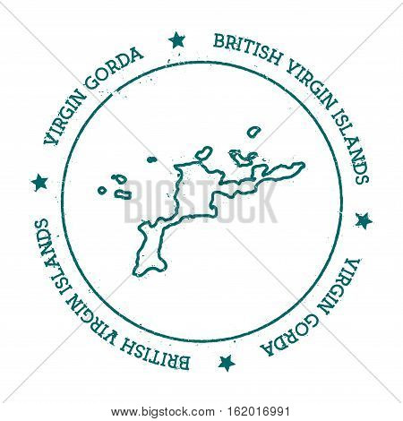 Virgin Gorda Vector Map. Distressed Travel Stamp With Text Wrapped Around A Circle And Stars. Island