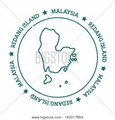 Redang Island Vector Map. Distressed Travel Stamp With Text Wrapped Around A Circle And Stars. Islan