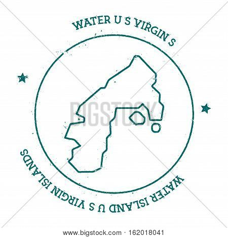 Water Island, U.s. Virgin Islands Vector Map. Distressed Travel Stamp With Text Wrapped Around A Cir