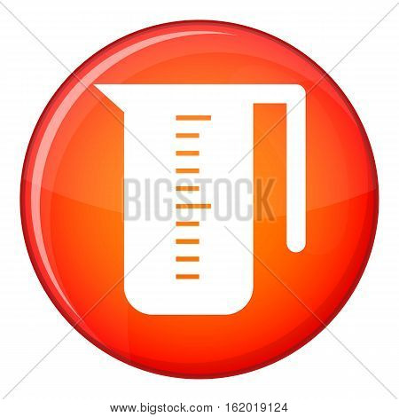 Measuring cup icon in red circle isolated on white background vector illustration
