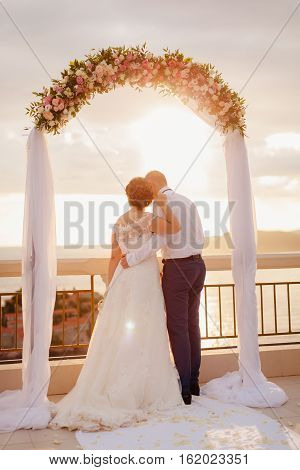 Destination Wedding Couple At Sunset