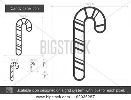Candy cane vector line icon isolated on white background. Candy cane line icon for infographic, website or app. Scalable icon designed on a grid system.