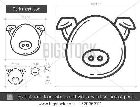 Pork meat vector line icon isolated on white background. Pork meat line icon for infographic, website or app. Scalable icon designed on a grid system.