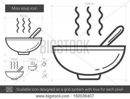 Miso soup vector line icon isolated on white background. Miso soup line icon for infographic, website or app. Scalable icon designed on a grid system.