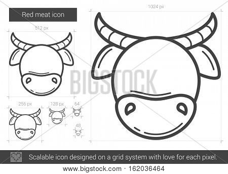 Red meat vector line icon isolated on white background. Red meat line icon for infographic, website or app. Scalable icon designed on a grid system.