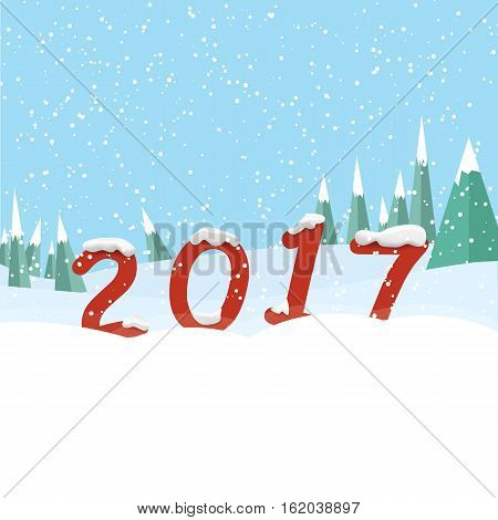 Happy new year 2017.Vector illustration. numbers covered with snow