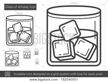 Glass of whiskey vector line icon isolated on white background. Glass of whiskey line icon for infographic, website or app. Scalable icon designed on a grid system.