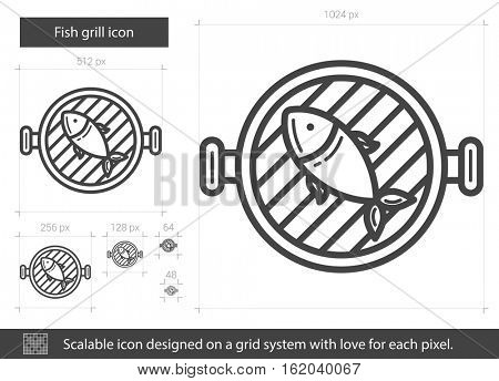 Fish grill vector line icon isolated on white background. Fish grill line icon for infographic, website or app. Scalable icon designed on a grid system.