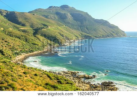 The winding stretch of road between Hout Bay and Noordhoek near Cape Town is one of the most attractive sightseeing monuments in South Africa.