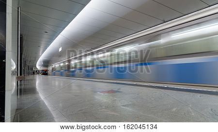 Moscow Russia - July 09.2015. The interior of a metro station Pyatnickoe Shosse