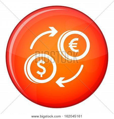 Euro dollar euro exchange icon in red circle isolated on white background vector illustration