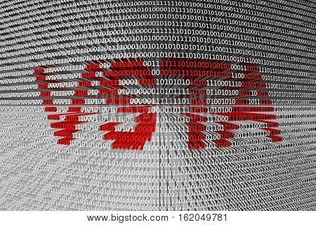VSTA in the form of binary code, 3D illustration