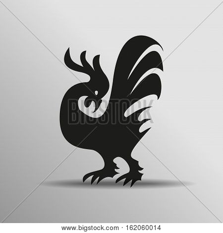Cock icon sign. Rooster Flat cock icon design style vector illustrations set of icons and logos. white on Cock black silhouette