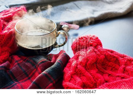 Tea Cup Hot Steam Winter Autumn Time New Year