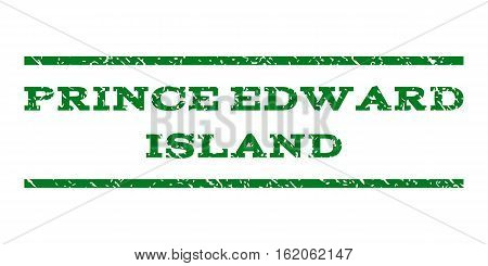 Prince Edward Island watermark stamp. Text tag between horizontal parallel lines with grunge design style. Rubber seal stamp with scratched texture.