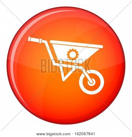 Wheelbarrow icon in red circle isolated on white background vector illustration