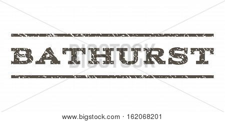 Bathurst watermark stamp. Text caption between horizontal parallel lines with grunge design style. Rubber seal stamp with unclean texture. Vector grey color ink imprint on a white background.