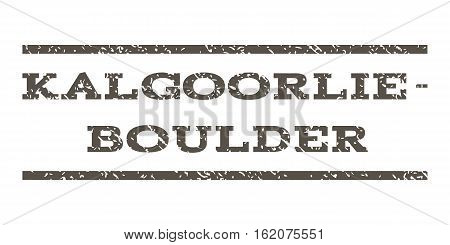 Kalgoorlie-Boulder watermark stamp. Text tag between horizontal parallel lines with grunge design style. Rubber seal stamp with unclean texture. Vector grey color ink imprint on a white background.