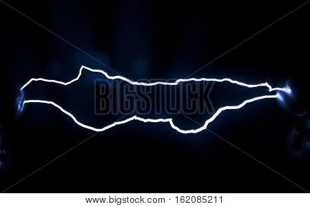 This artificially created by an spark discharge in the air. Is used to observe the phenomenon.