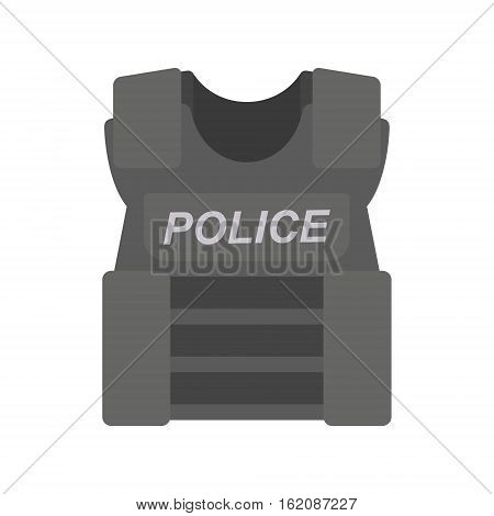 bullet proof vest police on white. vector illustration