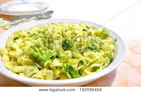 Orecchiette Cime di Rapa traditional pasta recipe from Apulia region Italy