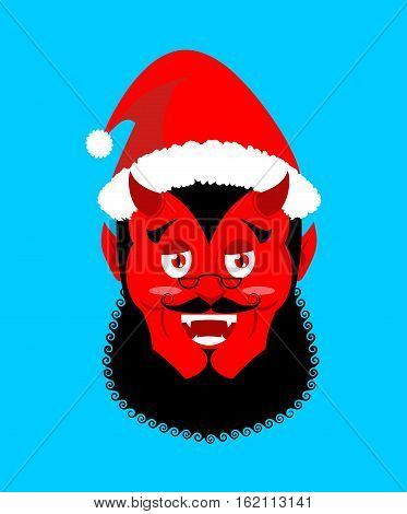 Satan Santa Krampus. Claus Red Demon With Horns. Christmas Monster For Bad Children And Bullies. Fol
