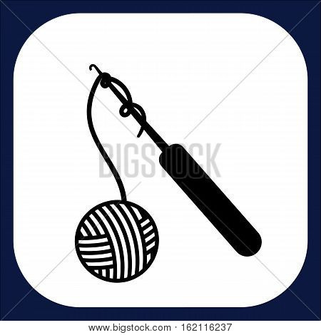 An icon on crotchet and threads for creating handmade knitting goods