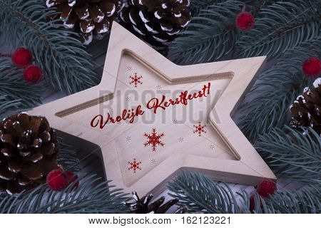 Christmas Greeting Card Vrolijk Kerstfeest. Red